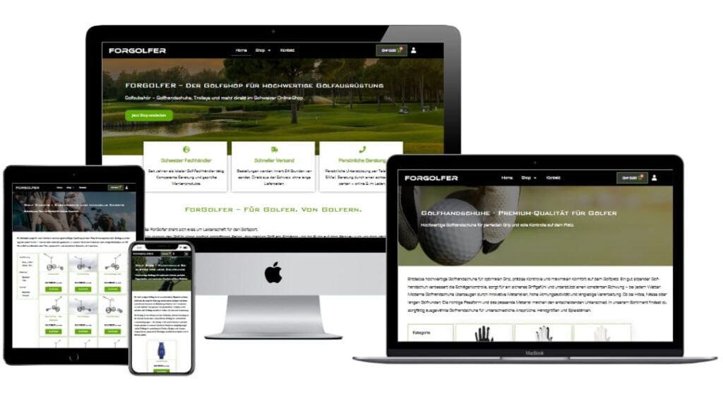 Moderne Golf-Website von ForGolfer im hochwertigen Webdesign