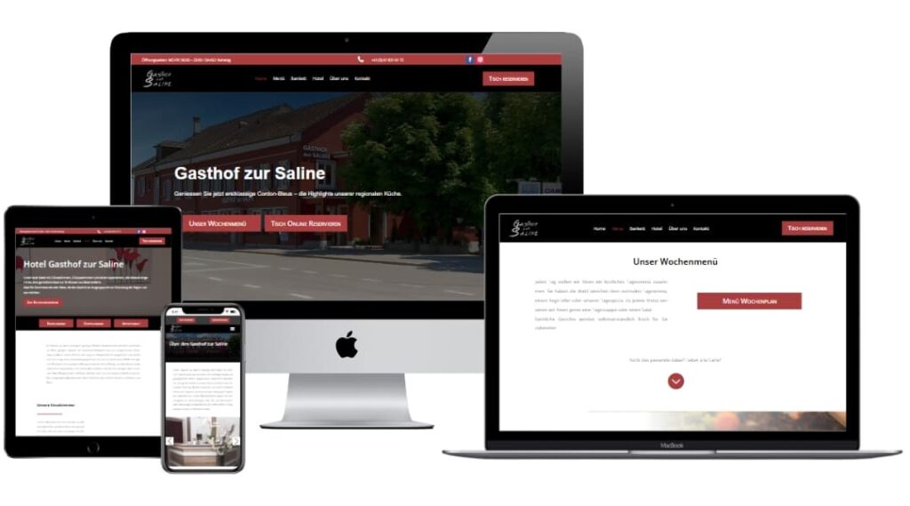 Restaurant- und Hotelwebsite vom Gasthof Saline im responsiven Layout