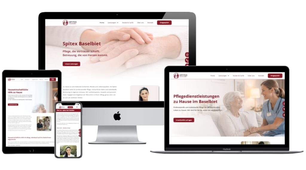 Moderne Website von Spitex Baselbiet im responsiven Layout