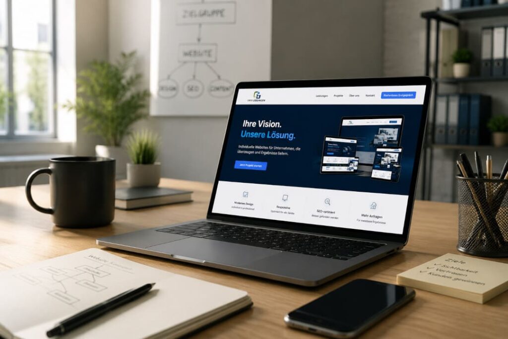Unternehmenswebsite für KMU und Selbstständige mit modernem Webdesign und professionellem Online-Auftritt am Arbeitsplatz