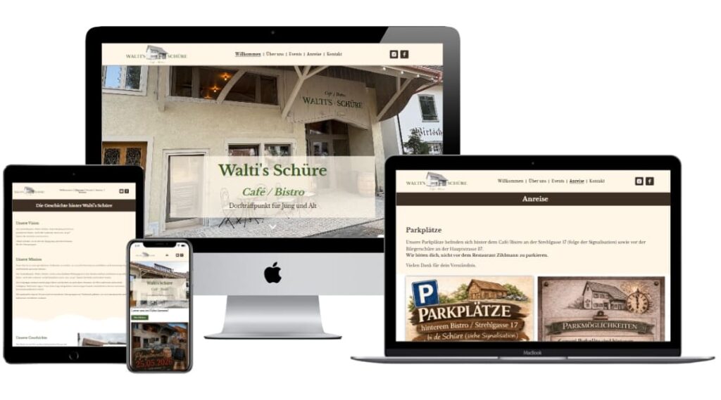 Restaurant- und Eventlocation-Website von Waltis Schüüre