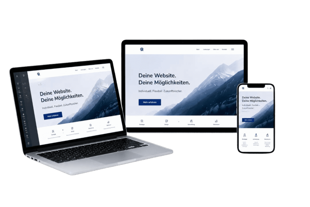 WordPress Agentur Vergleich mit responsive Webdesign auf Laptop, Desktop und Smartphone für moderne Unternehmenswebsites
