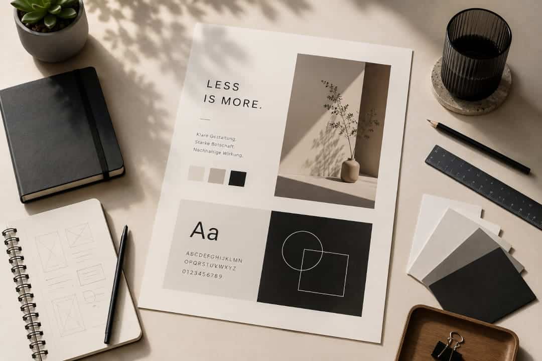 Minimalistisches Grafikdesign mit einem professionellen und aufgeräumten Designkonzept