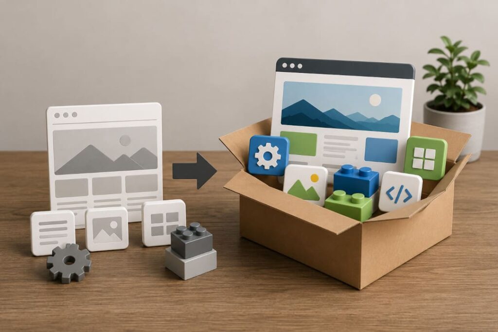 Jimdo zu WordPress wechseln – Symbolischer Website-Umzug mit modernen Website-Elementen
